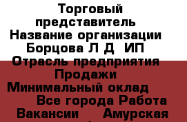 Торговый представитель › Название организации ­ Борцова Л.Д, ИП › Отрасль предприятия ­ Продажи › Минимальный оклад ­ 30 000 - Все города Работа » Вакансии   . Амурская обл.